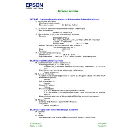 Cartuccia inkjet altissima resa ink pigmentato T9082 Epson ciano C13T908240